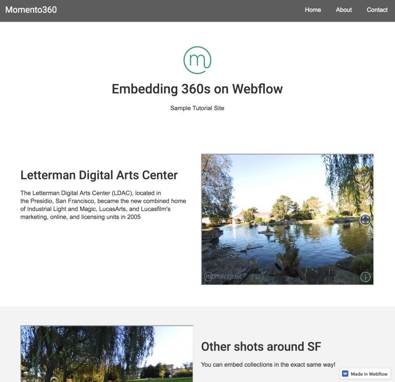 How to embed 360 images in your Webflow project