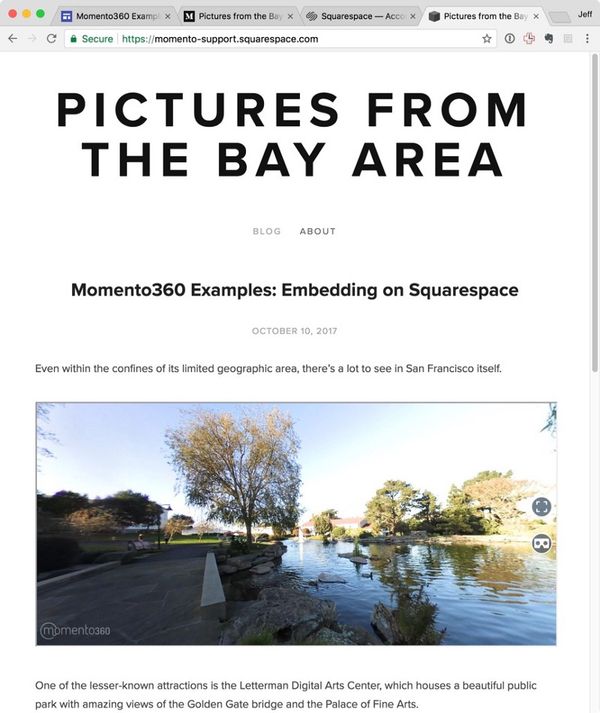 How to embed 360 photos in your Squarespace website